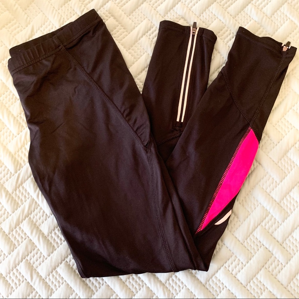 Black and Pink Leggings w/ zipper detail